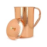 Zap Impex Reines Kupfer gehämmerter Krug mit Deckel, für gesundheitliche Vorteile, Kupfer-Wasserkrug, 1600 ml, ZAP113