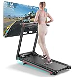 Superun Laufband für Zuhause Klappbar, Laufband mit Steigung max 158 KG mit APP, Klappbares Laufband mit Trainingskursen und Multi-Runner-Rennen