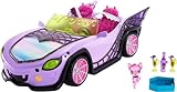 Monster High Ghoul Mobile - Lilafarbenes Cabrio mit schillernden Spinnennetzen, plüschigem Innenraum und Eiskühler in Sargform, Platz für 4 Puppen, Puppen Nicht enthalten, HHK63