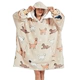 Lanqinglv Kuscheldecke mit Ärmeln,Sherpa Decke Hoodie Sweatshirt Oversized,Einheitsgröße Kapuzenpullover für Damen Herren,Flauschige Flanell Fleece TV-Decke mit Ärmel,Tragbar Ganzkörperdecke