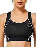 Yvette Sport BH Starker Halt Ringerrücken Große Ohne Bügel Bustier für Fitness Lauf Yoga, Schwarz, Gr.- 3XL(D-F) für 100D 100E 100F