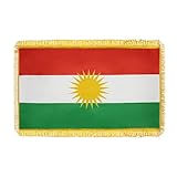 Moving Mountains - Kurdische Flagge groß - Kurdistan Flagge - goldenen Seiten - 145x85cm - Kurden Fahne