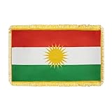 Moving Mountains - Kurdische Flagge groß - Kurdistan Flagge - goldenen Seiten - 145x85cm - Kurden Fahne