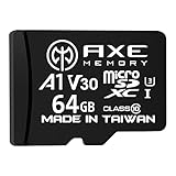 AXE 64GB MicroSDXC-Speicherkarte + SD Adapter mit A1 App Performance, V30, UHS-I U3, 4K