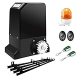 TOPENS RK990T Schiebetorantrieb Torantrieb Schiebetor automatischer Toröffner mit 2 Fernbedienungen max. Torgewicht 1000kg und Torlänge 12m, mit 4m Zahnstange für Hoftor