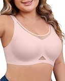 SHARICCA Nahtloser BH Damen Ohne Bügel Große Größen Push Up BHS mit Breiten Trägern Glatt Komfort Vollschalen Gepolstert Bustier Bequem Bügelloser Bralette T Shirt Weich Seamless Bra(Rosa-L)
