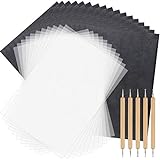 TUPARKA 150 Blatt Kohlepapier und Pauspapier mit 5 Stücken Prägestiften Stylus-Werkzeuge, schwarzes Transparentpapier zum Aufzeichnen auf Holz, Zubehör für Stoff-Tattoo-Schablonenkopien