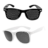 2 Stück Rasterbrille für Augentraining, Raster-Brille Augentrainer Lochbrille Raster Multidot Brillen, Lochrasterbrille Pinhole Glasses Multi Dot Brille für Sehvermögen-Verbesserung (Schwarze+Weiß)