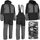 Mega Fishing Kinetic Polar Winter Angelanzug-Thermoanzug Anzug 2-Teiler Jacke + Hose Gratis Multituch (M), Grau-Schwarz