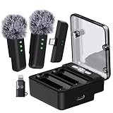 iVANKY Lavalier Mikrofon, Wireless Microphone. 2pcs externes mikrofon Smartphone, mikrofon Handy mit Ladekoffer, Mini mikrofon kabellos, für iPhone, für YouTube, Vlogging, Facebook, Live, TikTok