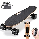 WEIZIIA Elektrisches Skateboard, Elektrisches Longboard mit Fernbedienung, 350-W-Bürstenloser Motor, Max. 12,4 MPH, Tragbares Cruiser-Skateboard, 3 Geschwindigkeiten Einstellbar, 7 Schichten Ahorn