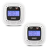 Eaxus Kohlenmonoxid-Detektor Air-Guard Mini | CO-Melder mit LCD-Display | 70 dB Alarm | optische & akustische Warnung | EN50291 Zertifiziert | für Haus, Wohnmobil, Boot & Auto | 2er Set