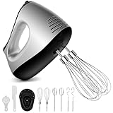 Stabmixer NWOUIIAY Handmixer Elektrischer 500W 5 Geschwindigkeitsstufen 6-in-1 Set mit Schneebesen Knethaken Teigrührer Handrührgerät mit Ein-Knopf-Auswurf für Backen Desser