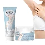 Body Whitening Cream, Aufhellungscreme für Damen, Creme zur Aufhellung Der Achseln, Aufhellende Hautcreme für Achsel, Knie, Ellbogen, Innere Oberschenkel, Knie und Körper (60g + 60ml)