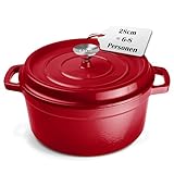 Ottia Gusseisen Topf [inkl. eRezeptbuch] – 28 cm Schmortopf mit Deckel & Aromanoppen, ideal für 5-8 Portionen – Emaille Topf, Bratentopf, Gusseisentopf für alle Herdarten | Händler aus Hamburg