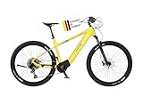 FISCHER E-Mountainbike MONTIS 8.0i, Elektrofahrrad für Damen und Herren, RH 43 cm, Mittelmotor 90 Nm, 36 V Akku, Gelb