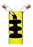 KitchenCraft World of Flavours Öl- und Essigspender aus Glas, 2-in-1-Flasche für Öl und Essig, Krukenflasche mit Korkverschluss, Kaskaden-Design, 100 + 300 ml
