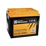 LIONTRON LiFePO4 25,6V 20Ah LX; 512Wh;  3000 Zyklen bei 90% Entladungstiefe (DOD) mit BMS und Bluetooth Überwachung; für Wohnmobil oder Boot 199x170x151mm - LISMART2420LX
