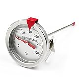 Falkenhorn® Bratenthermometer analog 0–300 °C – 23 cm Edelstahlfühler mit verstellbarem Clip – Kochthermometer mit Zielpfeil für Wunschtemperatur – ideal für Fleisch, Öl, Zucker, Frittieren