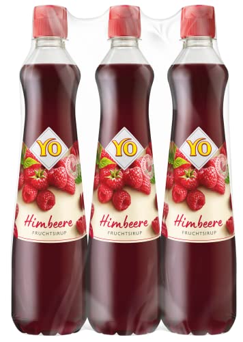 YO Sirup Himbeere (6 x 700 ml) – 1x Flasche ergibt bis zu 6 Liter Fertiggetränk – ohne Süßungsmittel, Farb- & Konservierungsstoffe, vegan, 6er Tray, Neu
