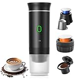 Aischens Tragbarer Espressomaschine-Auto,60ml Elektrisch Beheizte Reisekaffeemaschine mit USB-C,Kompatibel mit NS-Kapseln und Gemahlenem Kaffee,Mini-Kaffeemaschine für Camping,Büro und Wandern