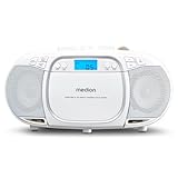 MEDION E66476 Stereo Sound System (Boombox, CD-Player, MP3, Kassette, tragbarer Kassettenspieler für Kinder, UKW Radio, AUX, Kopfhörer, Netz & Batterie) weiß