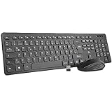 Rii Tastatur Maus Set kabellos, Funktastatur mit Maus, Wireless Keyboard and Mouse, Für PC/Laptop/Windows/Smart TV, Deutsches Layout - schwarz