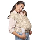 Boba Babytrage Neugeborenes bis Kleinkind – dehnbare Baby-Tragetuch – Babytragetuch – freihändiges Babytragetuch – Babytrage – Babytrage Neugeborene bis Kleinkind 3,2–15,9 kg (Sand Leopard)