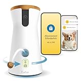 Furbo 360° Hundekamera mit Heimsicherheits-Paket [Premium MIT ABO] Intelligente Kamera mit App für Hund & Heim, Rotierende 360° Sicht, Farbnachtsicht, Tracking, Leckerliwurf, Bell-Alarm, Smart Alerts