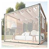 RLINZ wasserdichte PVC Plane Transparente mit Ösen, Wetterfeste Planen Durchsichtig Ripstop, 0,5mm Dicke, Perfekt für Pflanzen Camping Gewächshaus, mit Seil (9.84x9.84ft/3x3m)