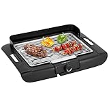 Clatronic® Barbecue-Tischgrill | Elektrogrill | ideal für Balkon & Küche | 35 x 24 cm Grillfläche | Elektro Grill mit Windschutz | verchromter Grillrost | 2000 Watt | Tischgrill | BQ 3507