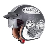Jethelm mit Visier by BS Way: Hochwertiger Motorradhelm, ECE-Zertifiziert für Herren und Damen -  Ideal für Vespa, Moped, Mofa, Scooter und Roller - Retro Helm Design, Halbschalenhelm Vintage
