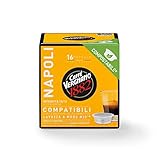 Caffè Vergnano 1882 Napoli Kompostierbare Kaffeekapseln mit einer Modo Mio Box, 16 Stück