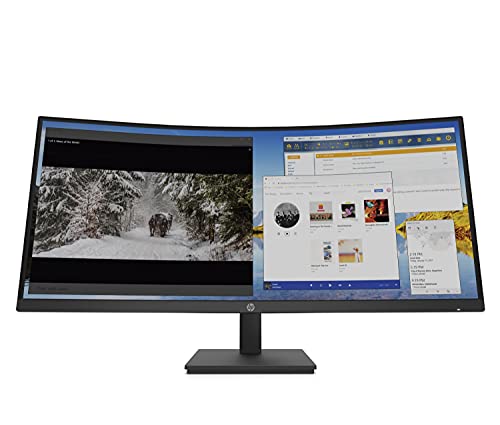 HP M34d Monitor - 34 Zoll curved Bildschirm, WQHD VA Display, 100Hz, 5ms Reaktionszeit, HDMI, Displayport, USB-C, 4xUSB-A, schwarz