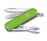 Victorinox Schweizer Taschenmesser, Klein, Classic SD, Multitool, Swiss Army Knife, Geschenk, 7 Funktionen, Klinge, Nagelfeile, Hellgrün