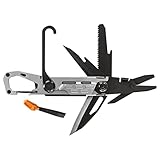 Gerber Multi-Tool mit 11 Funktionen, Stakeout, Mit Frame-Lock Verriegelung und Karabiner, Grau, 30-001741