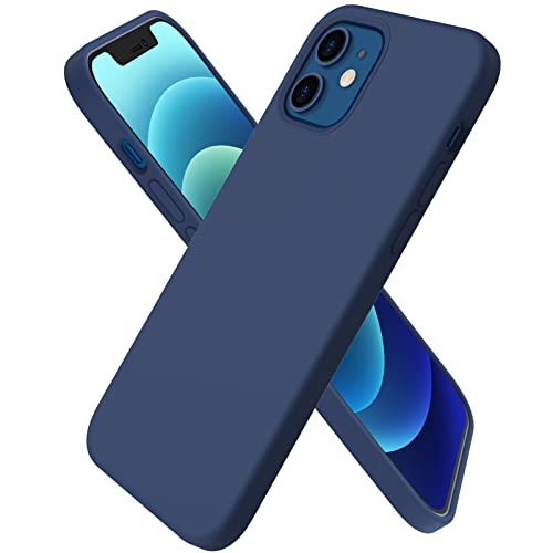 ORNARTO kompatibel mit iPhone 12 Mini 5,4 Silikon Case, Hülle Ultra Dünne Voller Schutz Flüssig Silikon Handyhülle Schutz für iPhone 12 Mini(2020) 5,4 Zoll Dunkelmarine