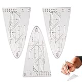 3 Stück Parabelschablone Mathe,Kurvenlineal Geometrie,Parabel Lineal Multifunktionales,Normalparabel Schablonen,MaßBestäNdigeundformstabile,Kurvenschablone für Studenten Büro Designer Malereif