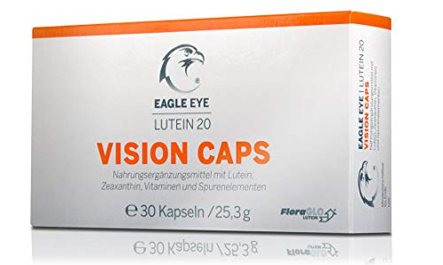Eagle Eye Augen-Vitamine – HOCHDOSIERTE Kapseln mit 20mg FloraGlo Lutein + Zeaxanthin + Q10 + Zink + Riboflavin + B6 + B12 + Folsäure + Selen + Vitamin C + E – für die Sehkraft und die Augengesundheit