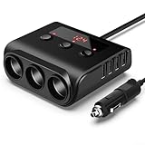 Schlankes Design, 120 W, schnelles Autoladegerät mit vier USB-Anschlüssen, ideal für lange Fahrten (Schwarz)