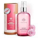 GRÜNE VALERIE® Rosenwasser Spray - XXL 300 ML - für eine reine Haut - Gesichtswasser ohne Alkohol - mit echten Rosenblüten - bei unreiner Haut & Pickel - Damaskus Rosen - DERMATEST:'Exzellent'