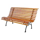 XXL Edle und Massive Parkbank aus Metall und Holz Gartenbank 150 x B. 70 x H. 81cm Sitzbank Farbe Natur
