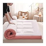 Extra dicke, natürliche Sojabohnenfaser-Matratzenauflage, Queen-Size, atmungsaktiv, Kopfkissen, überfüllte Daunen, faltbare Futon-Matratze