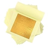 24 Karat Echte Blattgold, 30 Blatt Echte Blattgold Flocken für Basteln, 4,33 x 4,33 cm