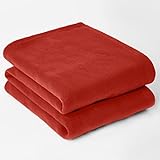 DREAMSCENE Fleecedecke - Wohndecke Warm und Weich für den Winter, Sofadecke in Kleinformat, als Decke für die Couch oder als Überwurf, auch als Kinder- und Kuscheldecke geeignet, 150x200cm Rot