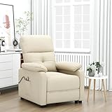 Fasba Massagesessel Elektrisch Creme Stoff, Fernsehsessel Relaxsessel für Leseecke Homeoffice Gästezimmer