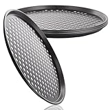 ASelected 4 Stück Pizzablech Pizza Backblech Pizzablech Rund gelocht Antihaftbeschichtet Spülmaschinenfest Pizzablech für Ofen Karbonstahl Pizzaofenblech für Backofen (31 CM)