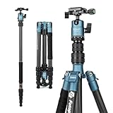 Fotopro X-GO E2 Kamerastativ aus Kohlefaser, Reisestativ, Kompaktkamerastativ mit Kugelkopf, abnehmbares Einbeinstativ mit Schnellwechselplatte und Taschenlast bis zu 8 kg, Blau