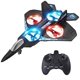 Schaumstoff-RC-Flugzeug-Drohne für Kinder – Ferngesteuertes Jet-Flugzeug mit LED-Licht, Auto-Hover, 360°-Flip, 2 Akkus (16 Minuten Flugzeit), einfach zu fliegen für Anfänger