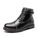 Bruno Marc Herren Motorrad Stiefel Chukka Stiefeletten Biker Freizeitschuhe Boots,Size 44.5,Schwarz,ENGLE-05
